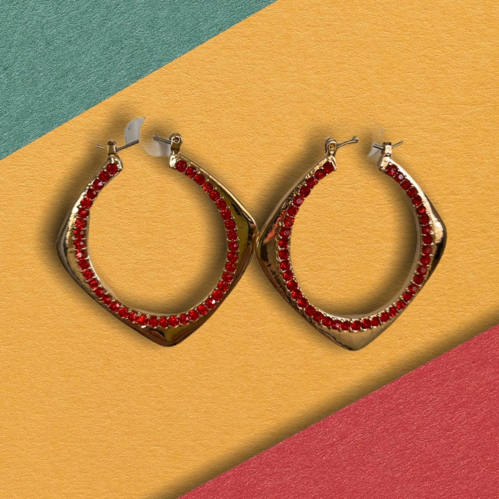 Laundry by Shelli Segal Geometric Hoops Red Gold